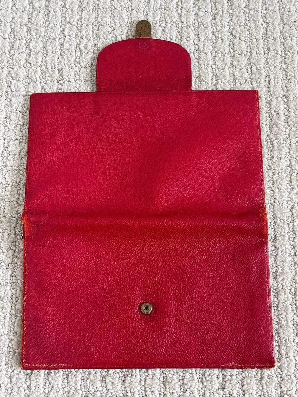 Vintage Genuine Cowhide West Germany Red Leather Bifold Travel Wallet *Rare*
